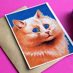 ルイス・ウェイン グリーティングカード 猫 ノートカード 空白 ノートカード ヴィンテージ イラスト 絵画 誕生日 ありがとう 青い目