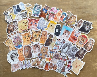 20pcs Louis Wain Cat Sticker Mystery Pack Die-cut Glossy Adorable Cats Kittens Vintage Art Illustrations Paintings for Adults Kids Children