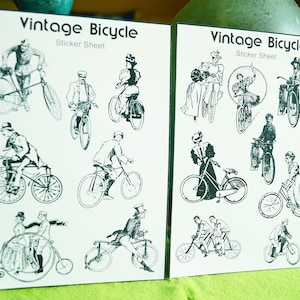 Biciclette vintage 2 fogli adesivi Set Vinile opaco Bacio Taglio Natura Bici Ciclismo Ride Diario Diario Planner Calendario Decoupage Scrapbook