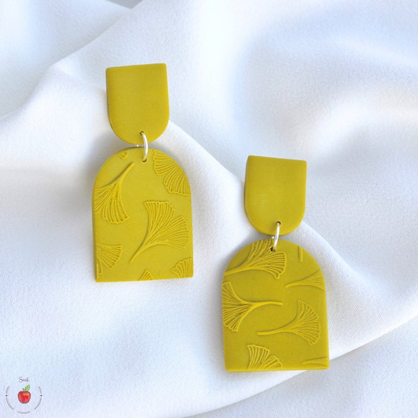 Ginkgo Earring, Statement Earring, Spring, Polymer Clay Earring, Botanical Earrings, clay earring, statement ohrringe, summer earring