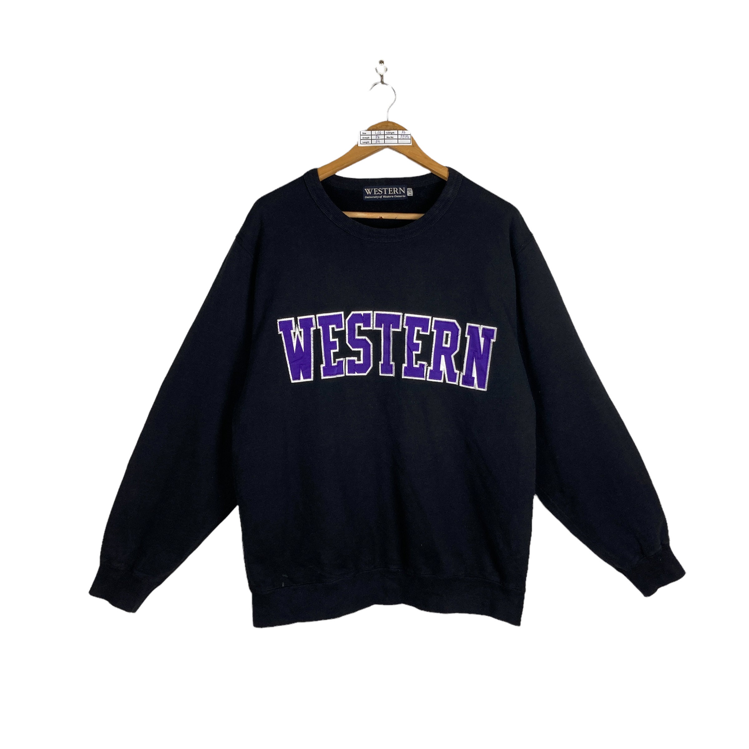 OldLabel Western University Sweatshirt Large Vintage 90s University of Western Ontario Pullover Crewneck Size L