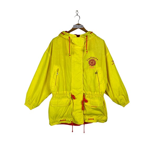 Ellesse Sun Flower Ski Wear Jacket Women Large Vintage 90s Ellesse Skiwear Snow Winter Skiing Hoodie Jacket Size Women L