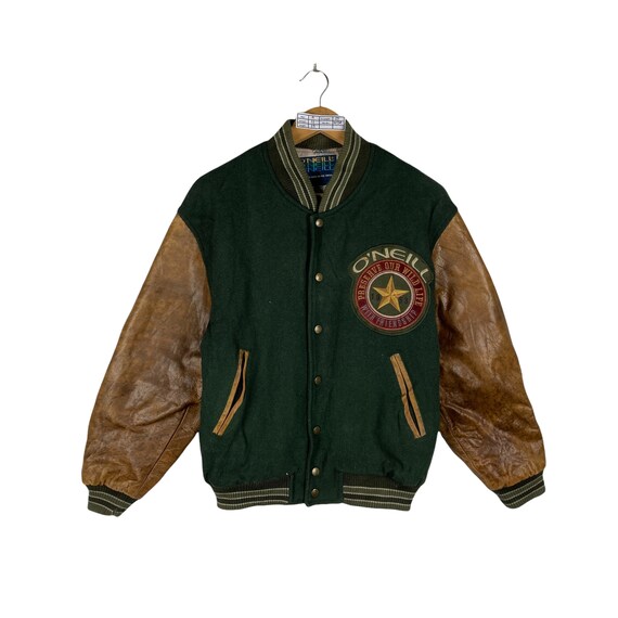 O'neill Letterman Jacket Medium Vintage 90s Oneill With - Etsy