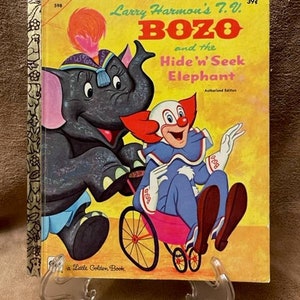 Vintage, Bozo and the Hide-N-Seek Elephant Little Golden Book (1972)