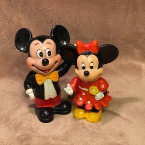 Vintage Disney Productions Mickey & Minnie Collectible Plastic Coin Banks(1960s)