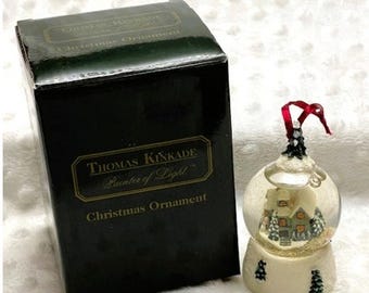 Vintage Thomas Kinkade Holiday Snow Globe Victorian Christmas Ornament