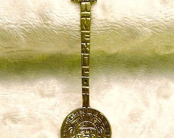 Vintage Mexican Goldtone Alpaca Souvenir 3 1/2" Spoon-EXCELLENT