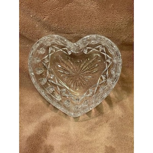 Vintage Heart Shaped Deep Cut Lead Crystal Candy Dish