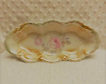 Vintage German Lusterware Oval Bowl.