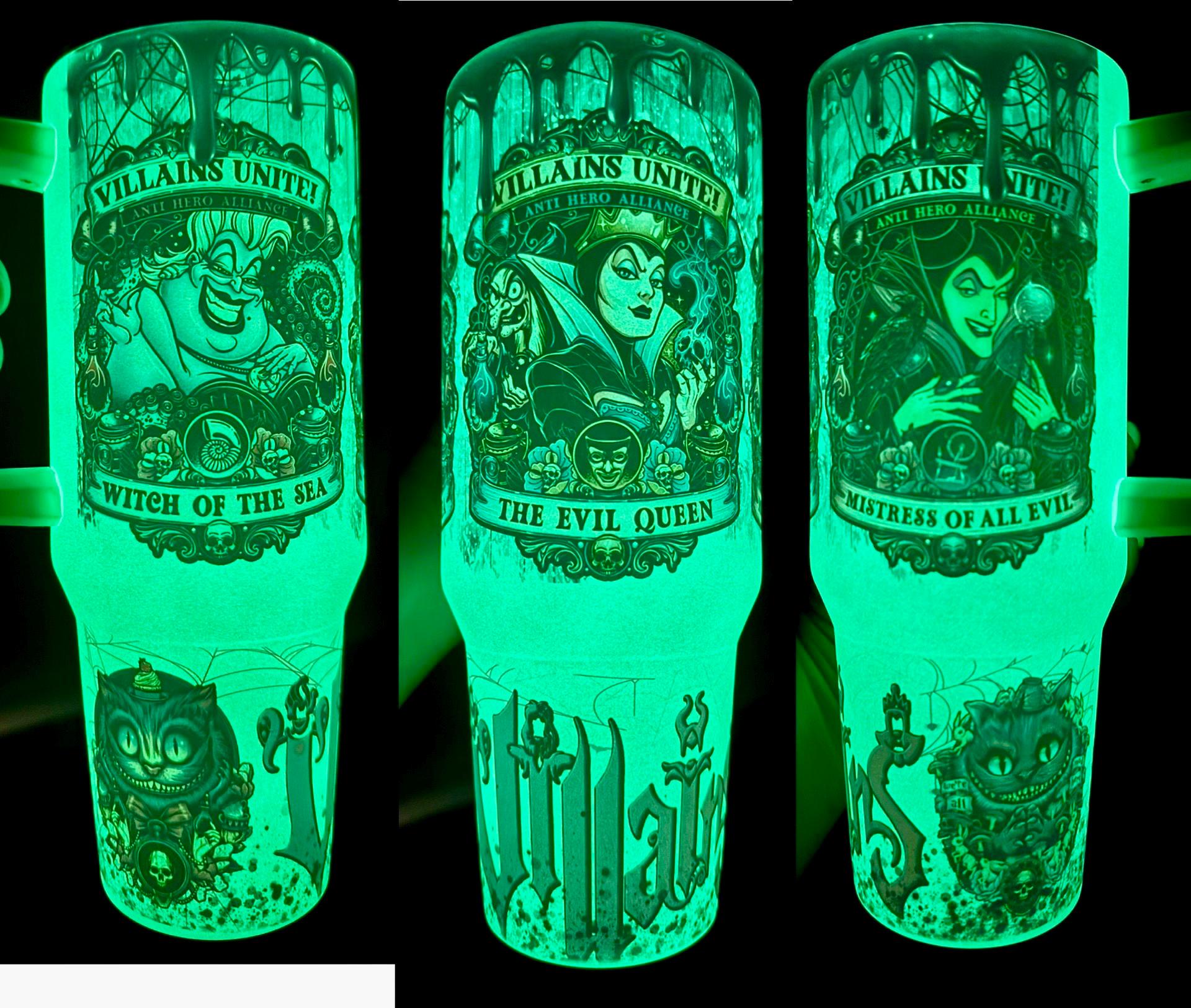 40oz  glow in the dark tumbler, villain tumbler, 40 oz tumbler, Halloween tumbler, cartoon tumbler, coffee tumbler, gift tumbler, witch