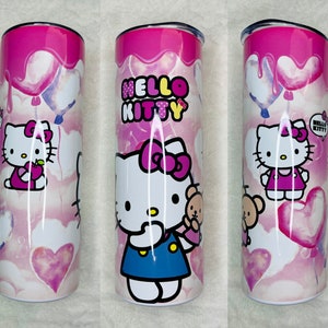Kitty tumbler, Valentine’s Day tumbler, gift for her, hello, cute tumbler, pink tumbler, gift, coffee
