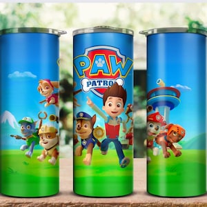 20 Oz tumbler cartoon , tumbler, gift idea, tumbler with straw and lid, kids tumbler, paw tumbler, dog tumbler, patrol tumbler,