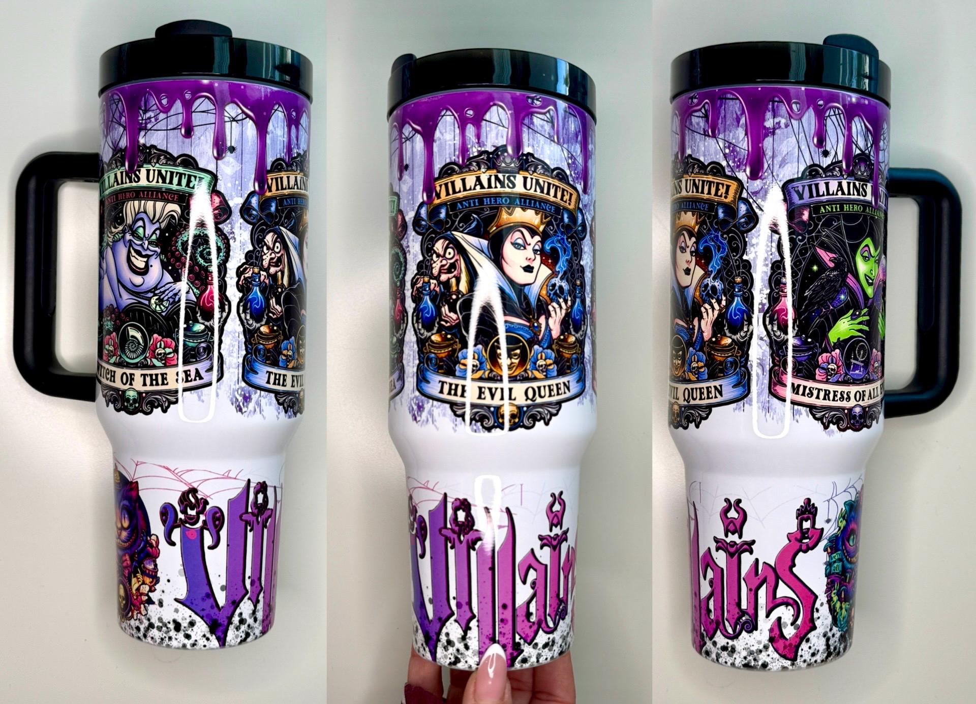 40oz H2 tumbler, villain tumbler, 40 oz tumbler, Halloween tumbler, cartoon tumbler, coffee tumbler, gift tumbler, witch, queen
