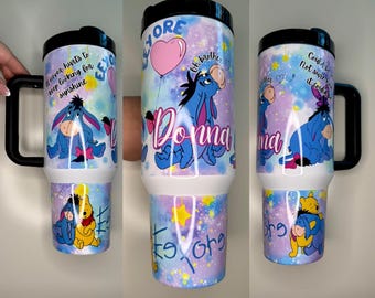 40oz H2 eeyor tumbler, cartoon tumbler, 40 oz tumbler, donkey tumbler, gift tumbler, coffee tumbler, book tumbler, 40 oz mental tumbler