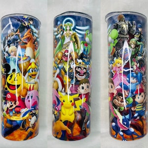 Smash tumbler, video game tumbler, cartoon tumbler, coffee cup, metal tumbler, custom tumbler.