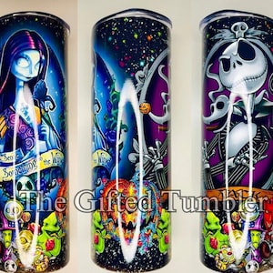 Halloween Christmas tumbler, cartoon tumbler, Christmas tumbler , Halloween tumbler, jack Sally tumbler, before Christmas tumbler