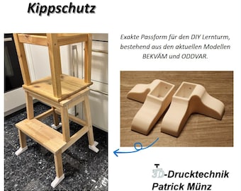 Kippschutz für Ikea Lernturm, Schutz gegen seitliches Kippen und Schutz gegen ein nach Vorne Kippen, verschiedene Farben möglich