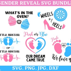 Gender Reveal SVG Bundle, Baby Shower SVG, Schwangerschaft SVG, Team Boy SVG, Team Girl svg, New Baby SVG, Gender Reveal png