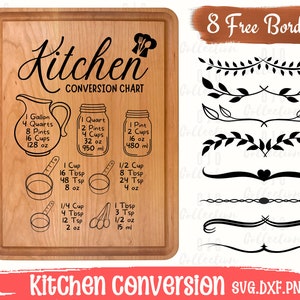 Kitchen Conversion Chart SVG, Kitchen Measurements SVG, Cutting board SVG, Kitchen Sign svg, Kitchen svg, Baking svg, Cooking svg