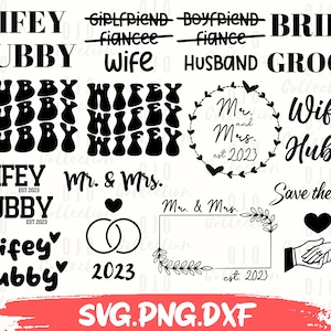 Wifey and Hubby SVG Bundle, Just Married SVG, Braut und Bräutigam SVG, Passendes Shirt svg, Wedding svg, Wedding svg, Wifey hubby png