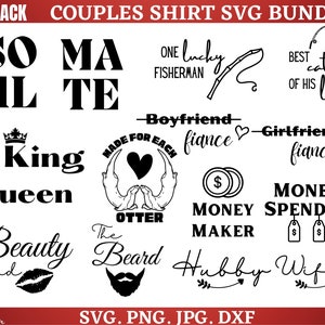 Couples shirt SVG Bundle, Matching Shirt SVG, Funny Couple SVG, King and Queen svg, Married couple svg, His and her svg