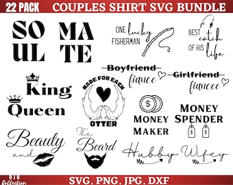 Paare Shirt SVG Bundle: Partnerlook Design (digitaler Download)