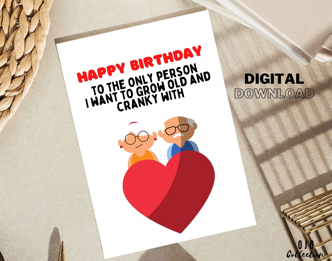 Old and Cranky Funny Printable Birthday Card for Him Happy Etsy