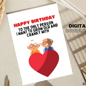 Vieja y malhumorada tarjeta de cumpleaños imprimible divertida para él, feliz cumpleaños, para el marido, para el novio, regalo de cumpleaños, descarga instantánea