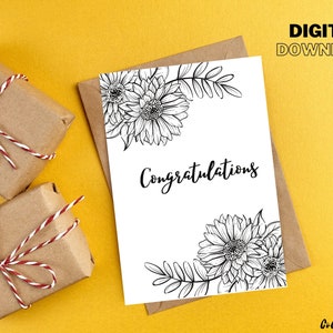 Printable Congratulations Greeting Card, Wedding Card, Engagement Card, Celebration Card ...