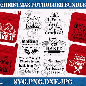 Christmas Pot Holder SVG Bundle, Potholder SVG, Baking SVG, Oven Mitt Svg, Kitchen Svg Bundle, Funny Kitchen Quotes, Christmas svg