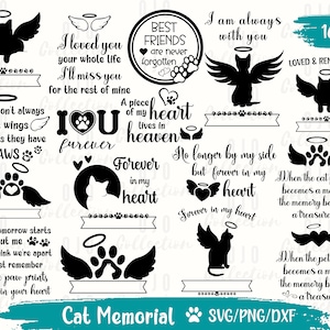 Cat Memorial SVG, Pet Memorial SVG Bundle, Pet Memorial ornament SVG, Angel Wings Svg, Rainbow bridge svg, Cat Loss Svg, Pet in heaven