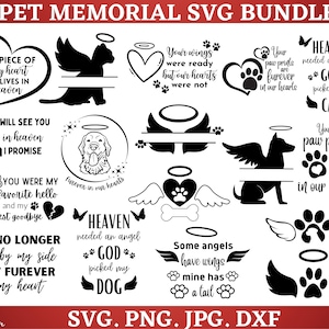 Bundle SVG commémoratif pour animaux de compagnie, SVG commémoratif de chien, SVG de perte d'animal de compagnie, chat commémoratif, Svg de perte de chien, Svg d'ailes d'ange, animal de compagnie au paradis