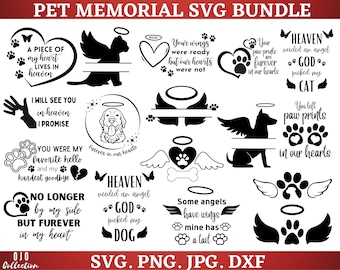 Pet Memorial SVG Bundle: Dog & Cat Loss, Angel Wings (Digital Download)
