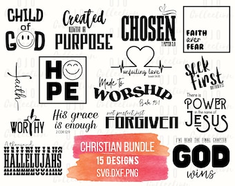 Trendy Christian PNG SVG, Christian SVG Bundle: Scripture, Faith, Bible Verse (Digital Download)