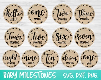 Baby Milestone SVG bundle: Monthly Photo Prop Cut Files (Digital Download)