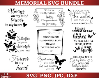 Memorial SVG Bundle, In loving memory SVG, Memorial Quotes SVG, Cardinal Svg, Rest in peace svg, Heaven svg, Remembrance svg