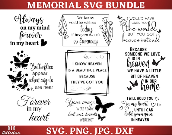 Memorial SVG Bundle in Loving Memory SVG Memorial Quotes | Etsy Canada