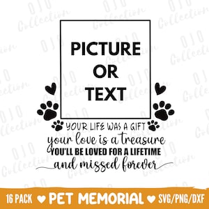 Pet Memorial svg descarga digital- En memoria amorosa diseño png, Pet Cat Dog Wallart, Paw Print svg, regalo conmemorativo personalizado DIY, Descanse en paz
