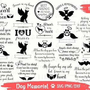 Pet Memorial SVG Bundle, Dog Memorial SVG, Pet memorial ornament SVG, Rainbow bridge svg, Dog Loss Svg, Angel Wings Svg, Pet in heaven