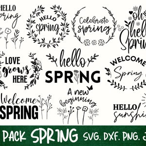 Spring SVG Bundle, Hello Spring SVG, Easter SVG, Welcome Spring svg, Floral svg, Spring Svg Quotes, Cut Files for Cricut