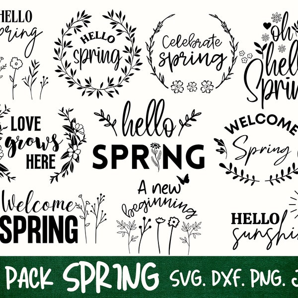 Spring SVG Bundle, Hello Spring SVG, Easter SVG, Welcome Spring svg, Floral svg, Spring Svg Quotes, Cut Files for Cricut