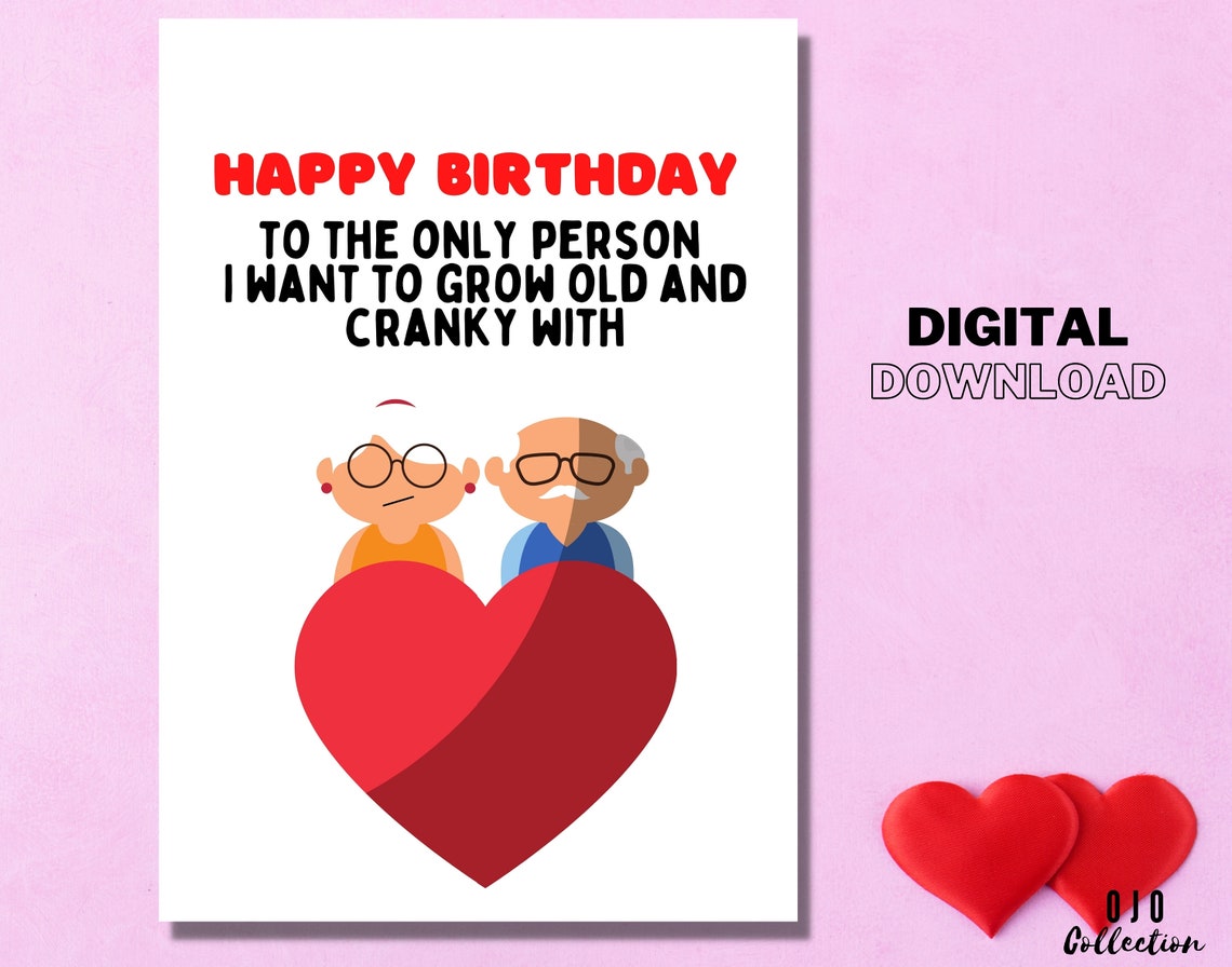 Old and Cranky Funny Printable Birthday Card for Him Happy Etsy