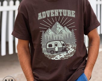 Camping Adventure PNG: Mountain Vacation Shirt Design (Digital Download)