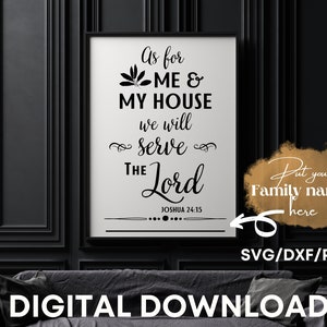 En cuanto a mí y mi casa SVG, Bible Verse SVG, Family SVG, Printable wall sign, Scripture svg, Christian shirt svg, Bible verse png