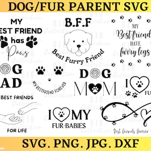 Best Friends Forever SVG, Dog Lover SVG Bundle, Paw Print SVG, Fur Parent Svg, Cat lover Svg, Dog Svg, Dog Dad Svg, Dog Mom Png