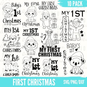 Baby&#39;s First Christmas SVG bundle: Ornament, Shirt Designs (Digital Download)