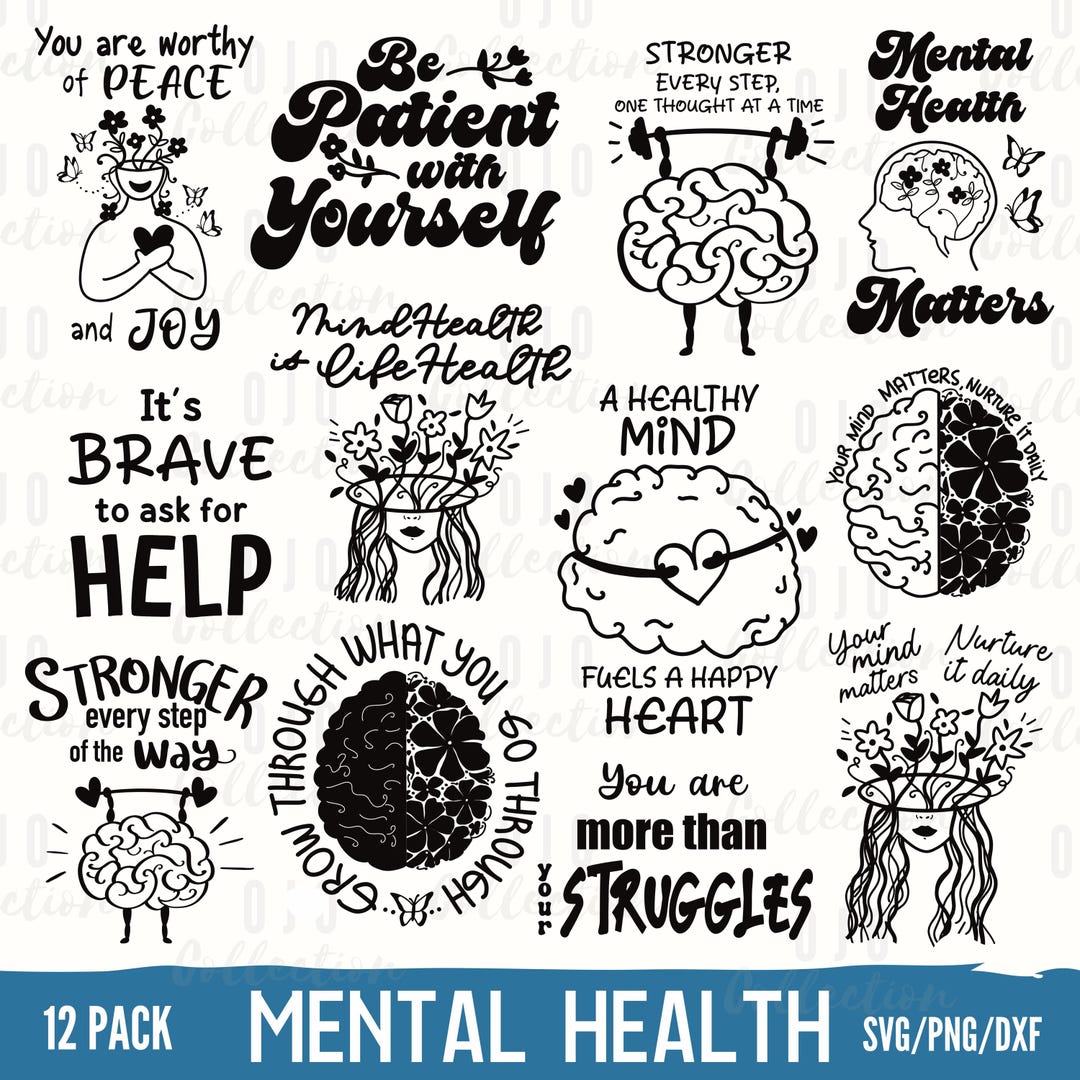 Mental Health PNG SVG Bundle, Mental Health Awareness SVG, Self Love ...