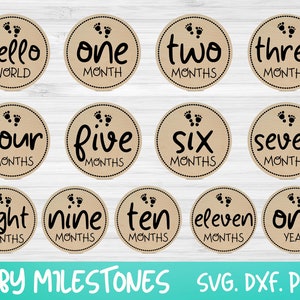 Baby Milestone SVG, Monthly Milestone SVG, Newborn SVG, Baby svg, Hello World svg, Glowforge svg, Cut files for cricut, Silhouette svg