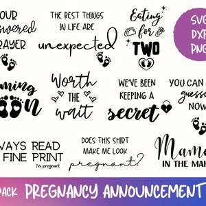 Pregnancy Announcement SVG Bundle, Pregnant SVG, Baby Announcement SVG, Maternity svg, New Mom Svg, Cut files for cricut, Silhouette svg