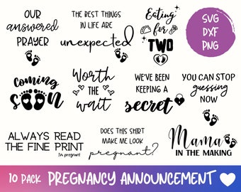 Pregnancy Announcement SVG Bundle, Pregnant SVG, Baby Announcement SVG, Maternity svg, New Mom Svg, Cut files for cricut, Silhouette svg